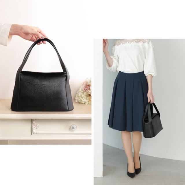 柔らかなブラックフォーマルバッグ