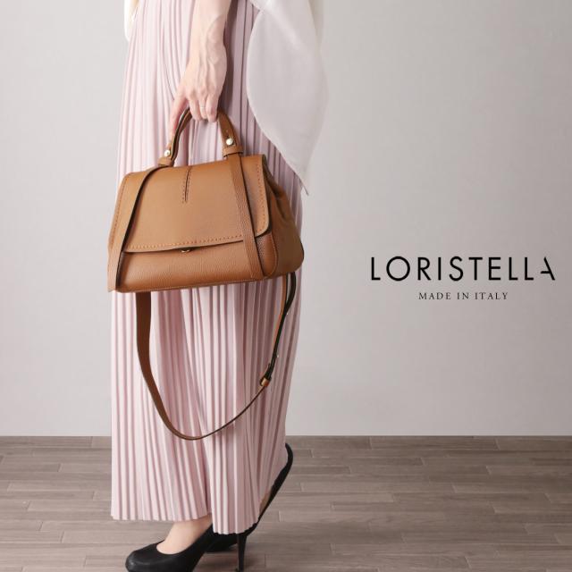 イタリア製 LORISTELLA 牛革 ハンドバッグ 2way キャメル ブラウン