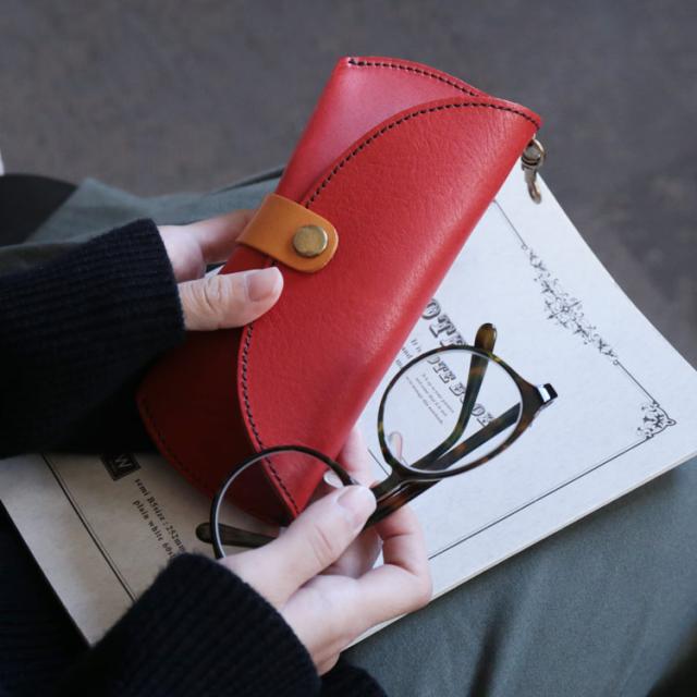 Jamale 栃木レザー 眼鏡ケース レディース シュリンクレザー 牛革 日本製