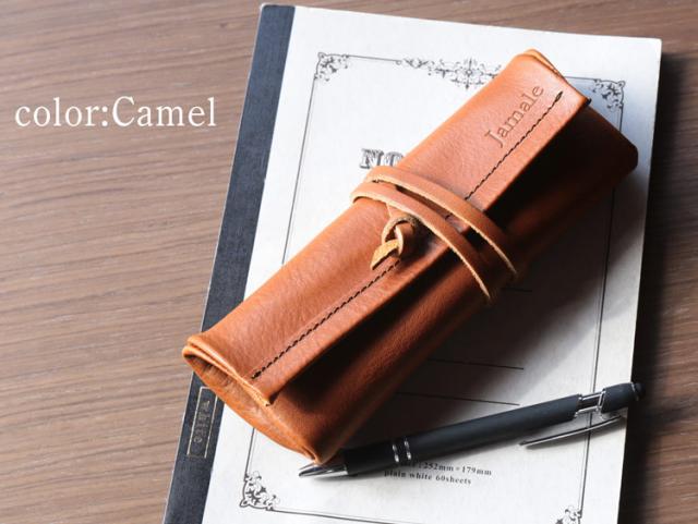 Jamale 栃木レザー ロールタイプ ペンケース レディース メンズ 日本製 高級 牛革 イタリアレザー シュリンクレザー