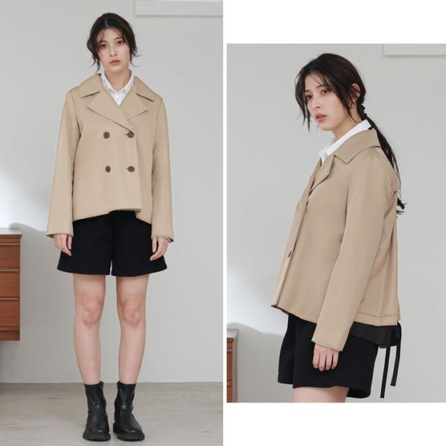 トレンチ ショート丈 バックフレア 春アウター ジャケット