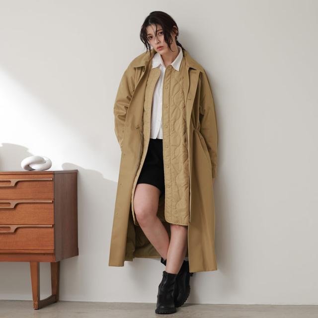 3WAY ステンカラーコート ロング丈 ライナー付き