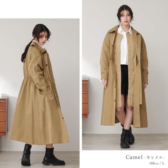 3WAY ステンカラーコート ロング丈 ライナー付き