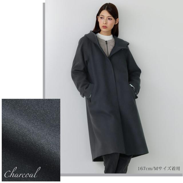 フード付きコート チャコール