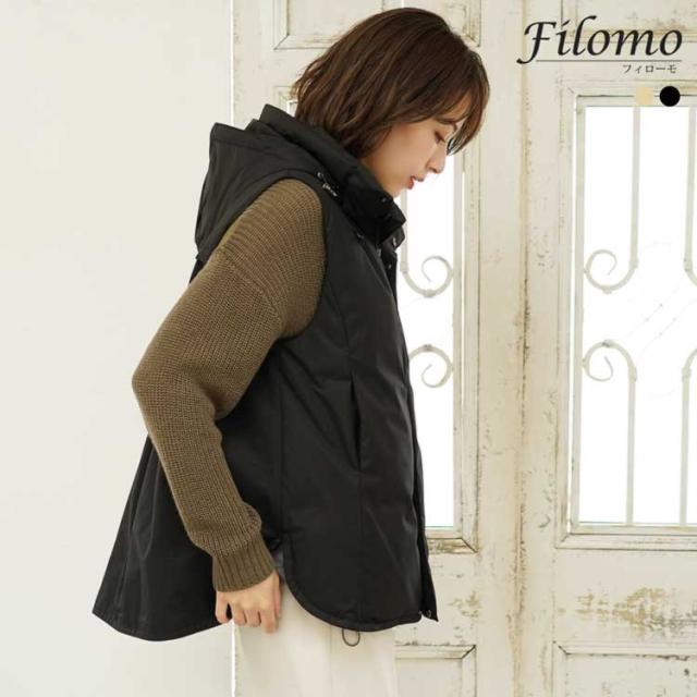 ダウン ベスト レディース ダウン90% 切替デザイン フレアデザイン ブランド filomo フィローモ