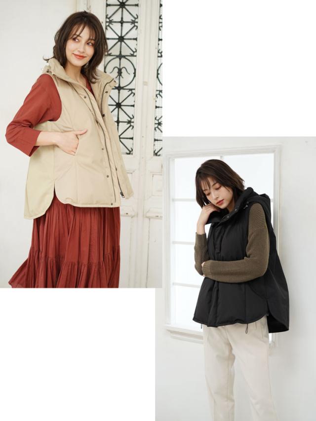 ダウン ベスト レディース ダウン90% 切替デザイン フレアデザイン ブランド filomo フィローモ