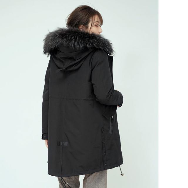 モッズコート ダウンライナー フード付き ラクーン トリミング レディース