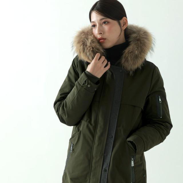 モッズコート ダウンライナー フード付き ラクーン トリミング レディース