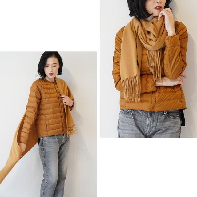 ノーカラーダウンジャケット