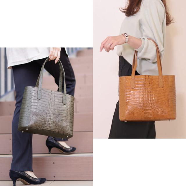 カイマン 牛革 トートバッグ レディース