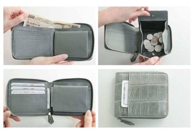 クロコダイル コンパクト財布 マット 加工 レディース