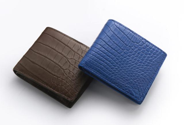 クロコダイル 折り財布 マット 加工 メンズ ボルドー