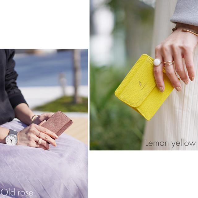 イエロー ローズ 牛革 小さい ミニ財布
