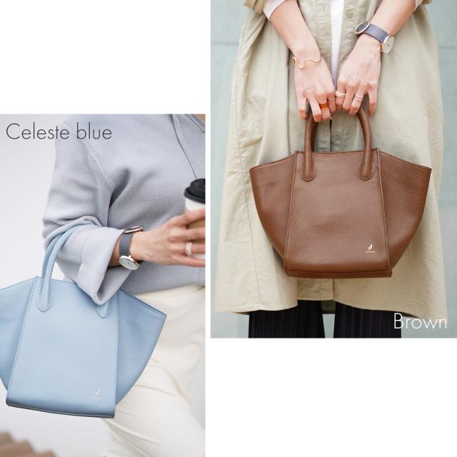 spira 本革 バッグ ブラウン セレストブルー