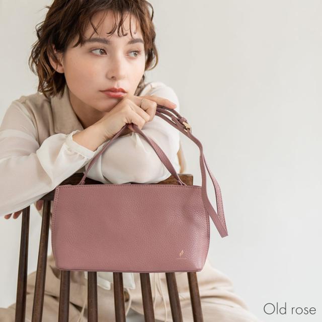 本革 ショルダーバッグ オールドローズ ブラック