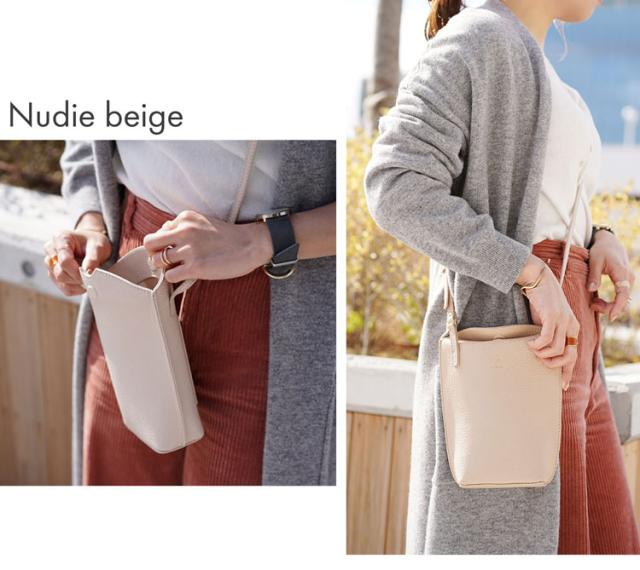 mieno ミエノ 本革 ミニショルダー バッグ ヌーディーベージュ