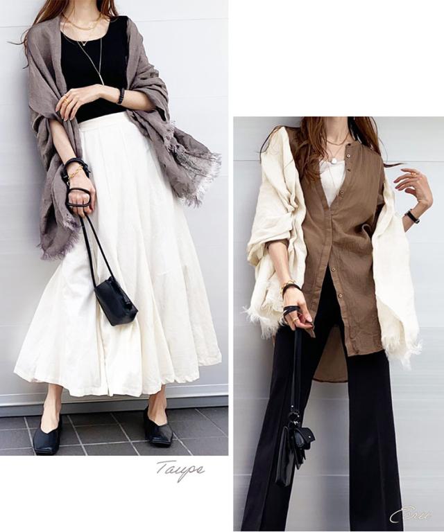 リネン 麻 大判ストール