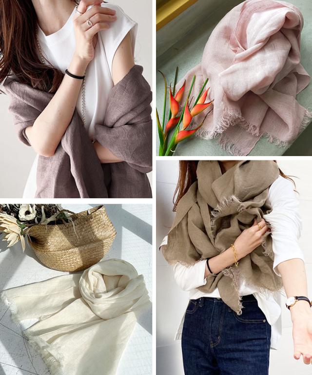 リネン 麻 大判ストール