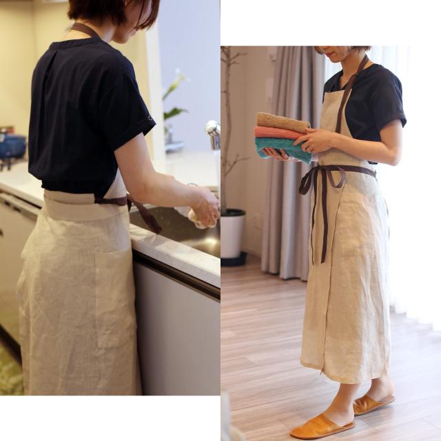 filomo リネン100% エプロン