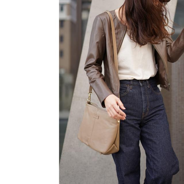 gina clair 本革 バッグ 2way ベージュ