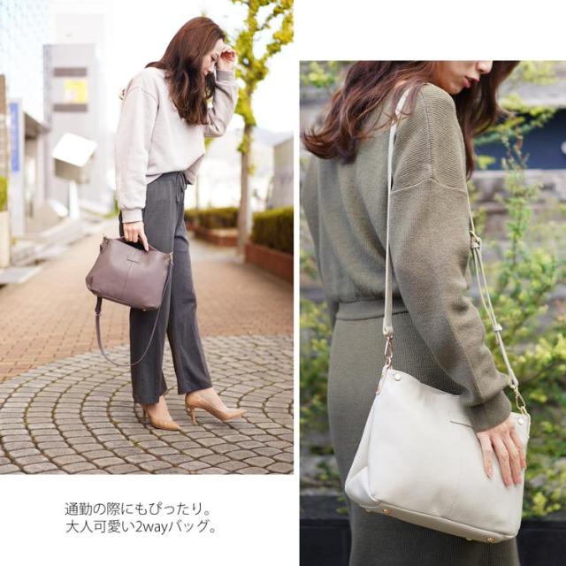 gina clair 本革 バッグ 2way レトロラベンダー エクリュ