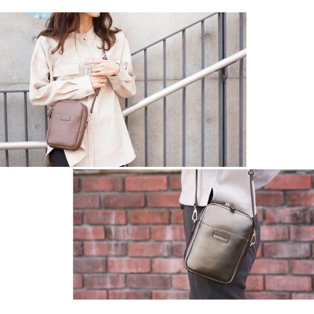 gina clair 本革 ショルダーバッグ レトロラベンダー ブロンズ