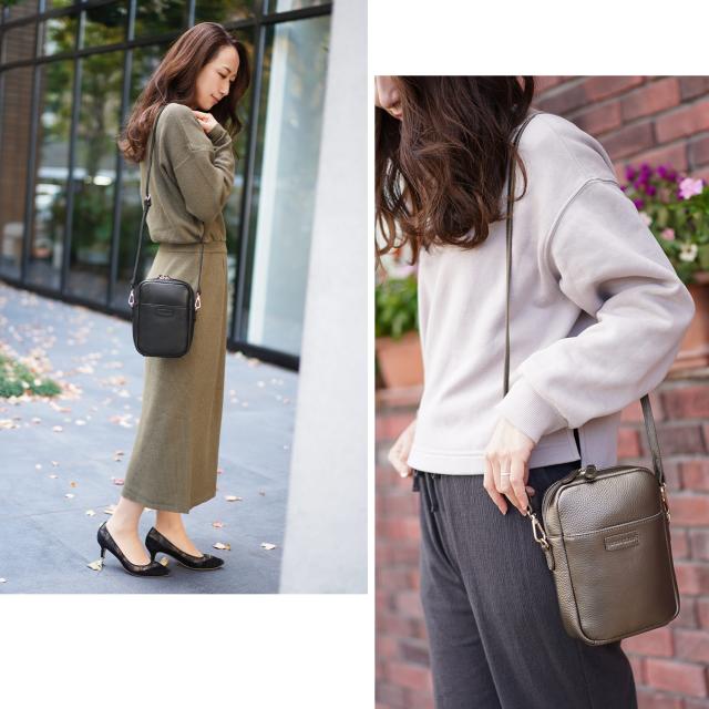 gina clair 本革 ショルダーバッグ ブラック ブロンズ