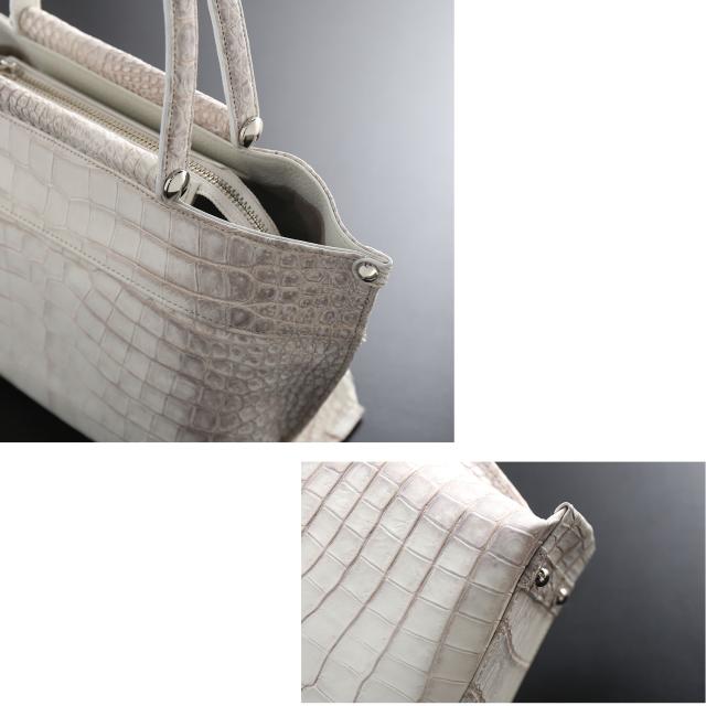 スモールクロコダイルの腹部の革をセンター取りで使用