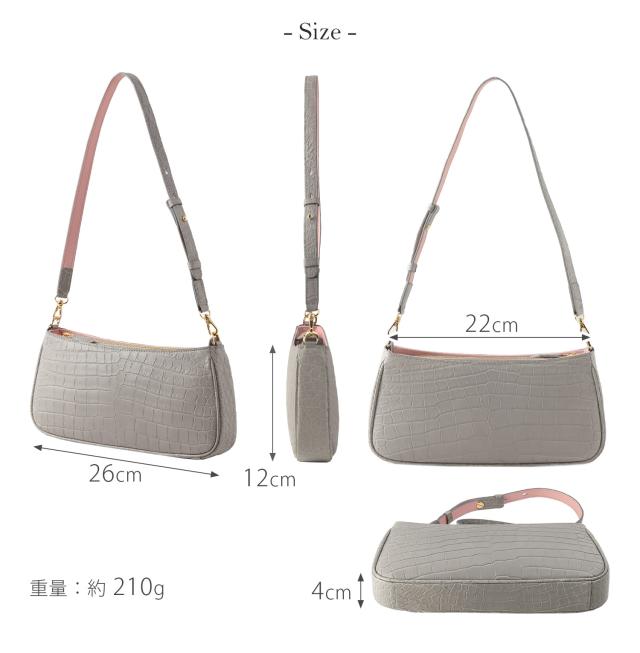 クロコダイル バッグ レディース サイズ グレージュ