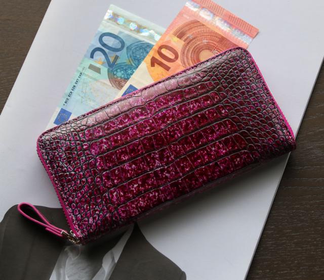 フランスクロコダイル 長財布 手染め模様 ラウンドファスナー