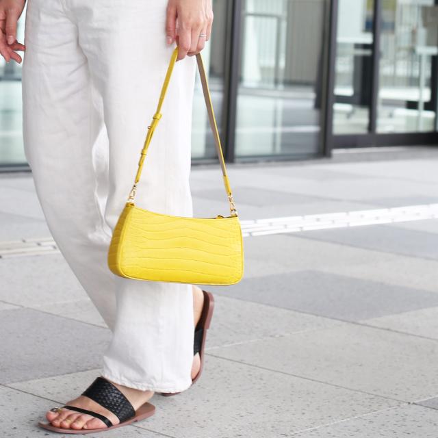 クロコダイル ハンドバッグ レディース イエロー