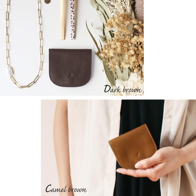本革 小銭入れ ダークブラウン キャメルブラウン