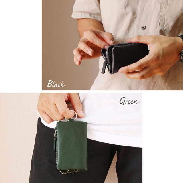 本革 小銭入れ付きキーケース トープ ブラック