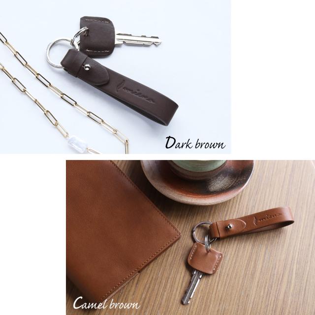 本革 キーホルダー ダークブラウン キャメルブラウン