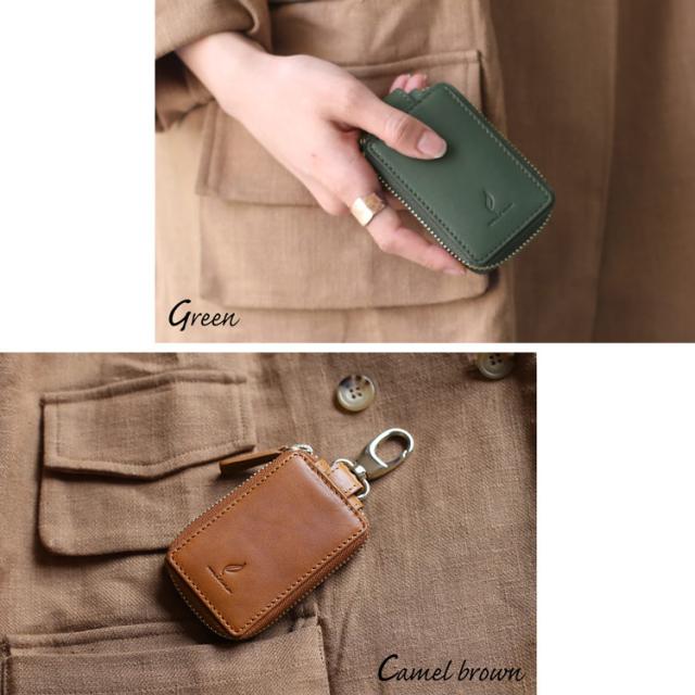 本革 スマートキーケース ダークブラウン キャメルブラウン