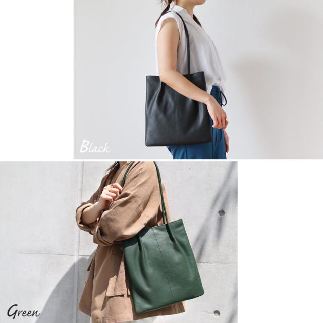 本革 トートバッグ グリーン ブラック