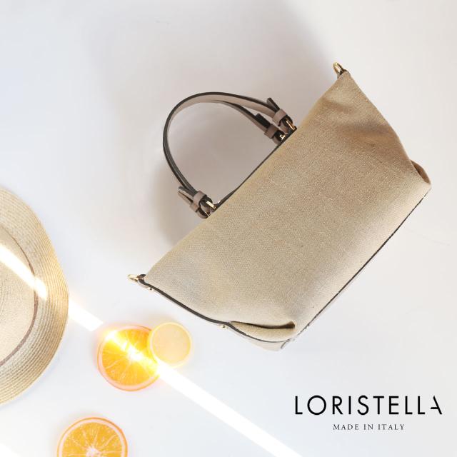 イタリア製 ブランド LORISTELLA 牛革 リネン 2wayバッグ
