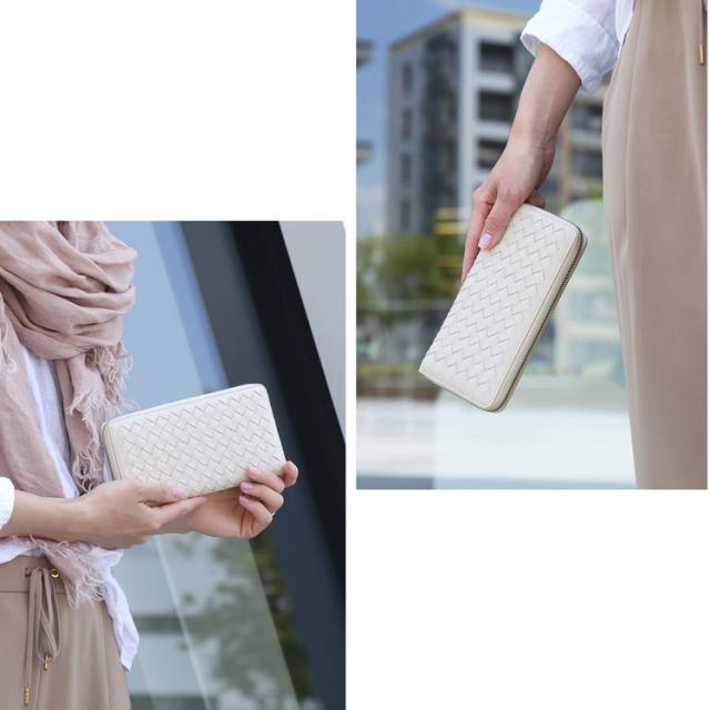 ラム本革メッシュ長財布