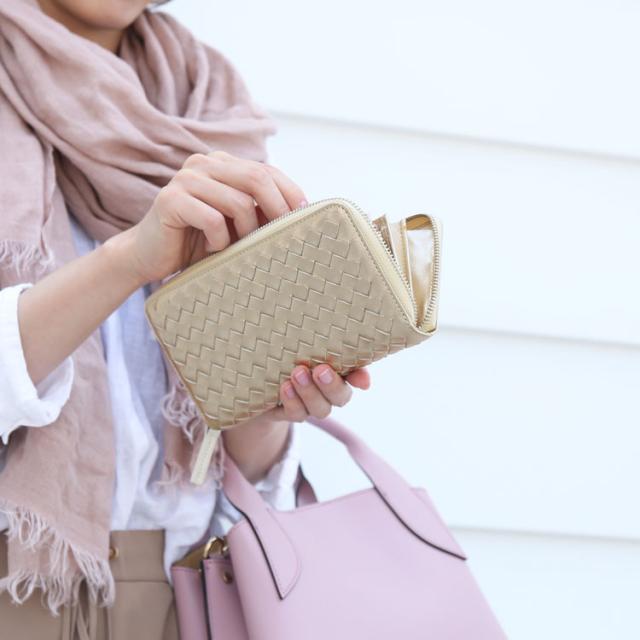 財布 本革 長財布 レディース イントレチャート ラム レザー メッシュ