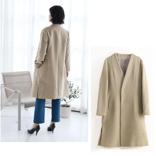 レディース チェスターコート ウール ジャガード織り ミドル丈