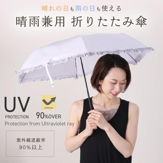 折りたたみ日傘 フリルボーダー