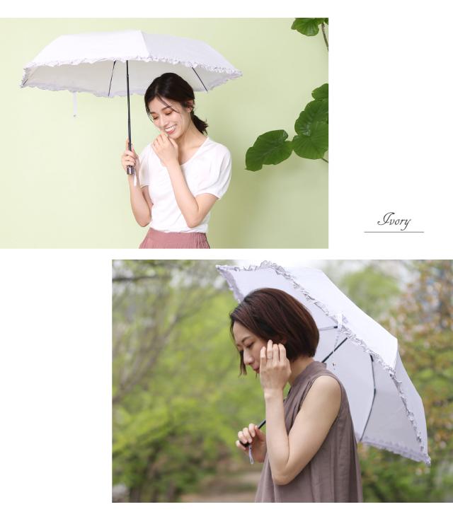 折りたたみ日傘 フリルボーダー