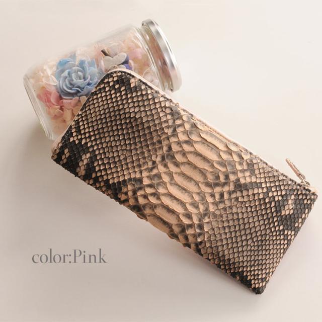 ダイヤモンドパイソン 長財布 ピンク