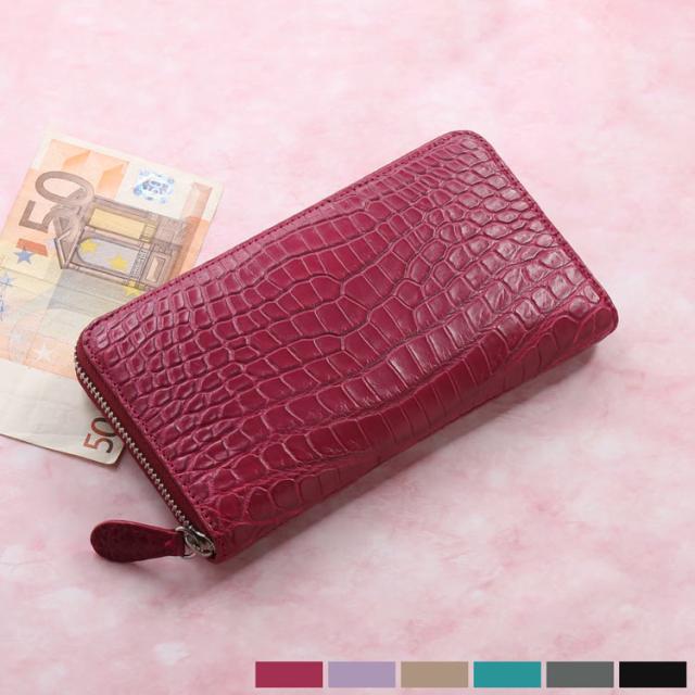 ポロサス クロコダイル マット ラウンドファスナー 長財布