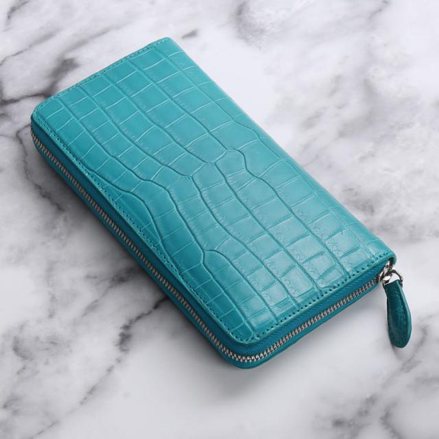 ポロサス クロコダイル マット ラウンドファスナー 長財布