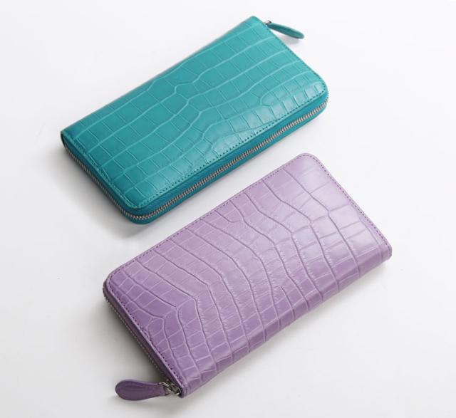 ポロサス クロコダイル マット ラウンドファスナー 長財布