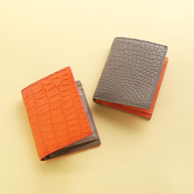 クロコダイル レディース 財布 バイカラー オレンジ