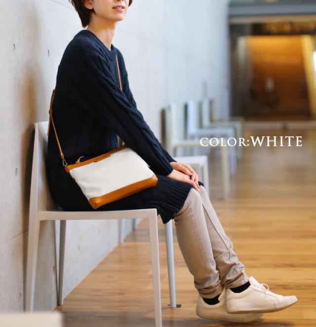 HALEINE 日本製 傷に強い 栃木レザー サコッシュ 横型 レディース ショルダー バッグ