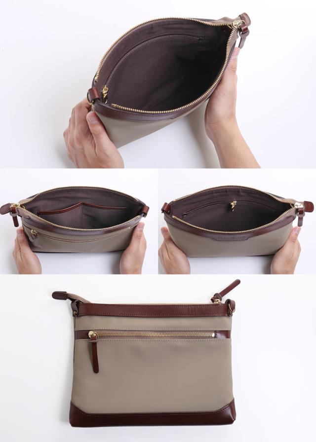 HALEINE 日本製 傷に強い 栃木レザー サコッシュ 横型 レディース ショルダー バッグ