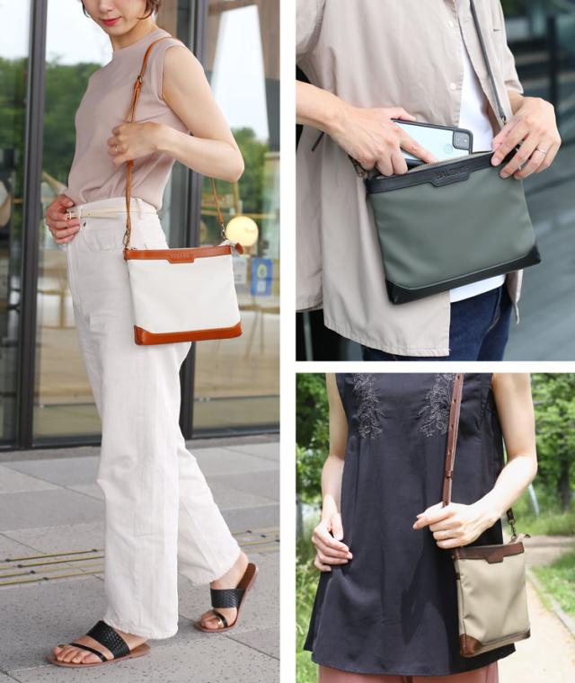 HALEINE 日本製 傷に強い 栃木レザー サコッシュ 横型 レディース ショルダー バッグ